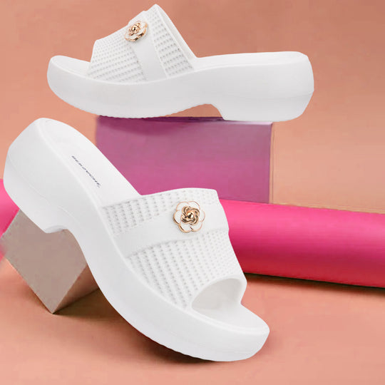 Bersache Extra Soft Classic Casual  with Regular wear with Ultra Soft & Flexibility Technology Sandals for Women's-(6291-White)