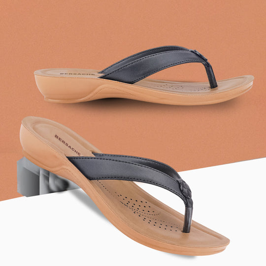 Bersache Extra Soft Classic Casual with  Regular wear with Ultra Soft & Flexibility Technology Slipper For Women's & Girl's-Black-6229