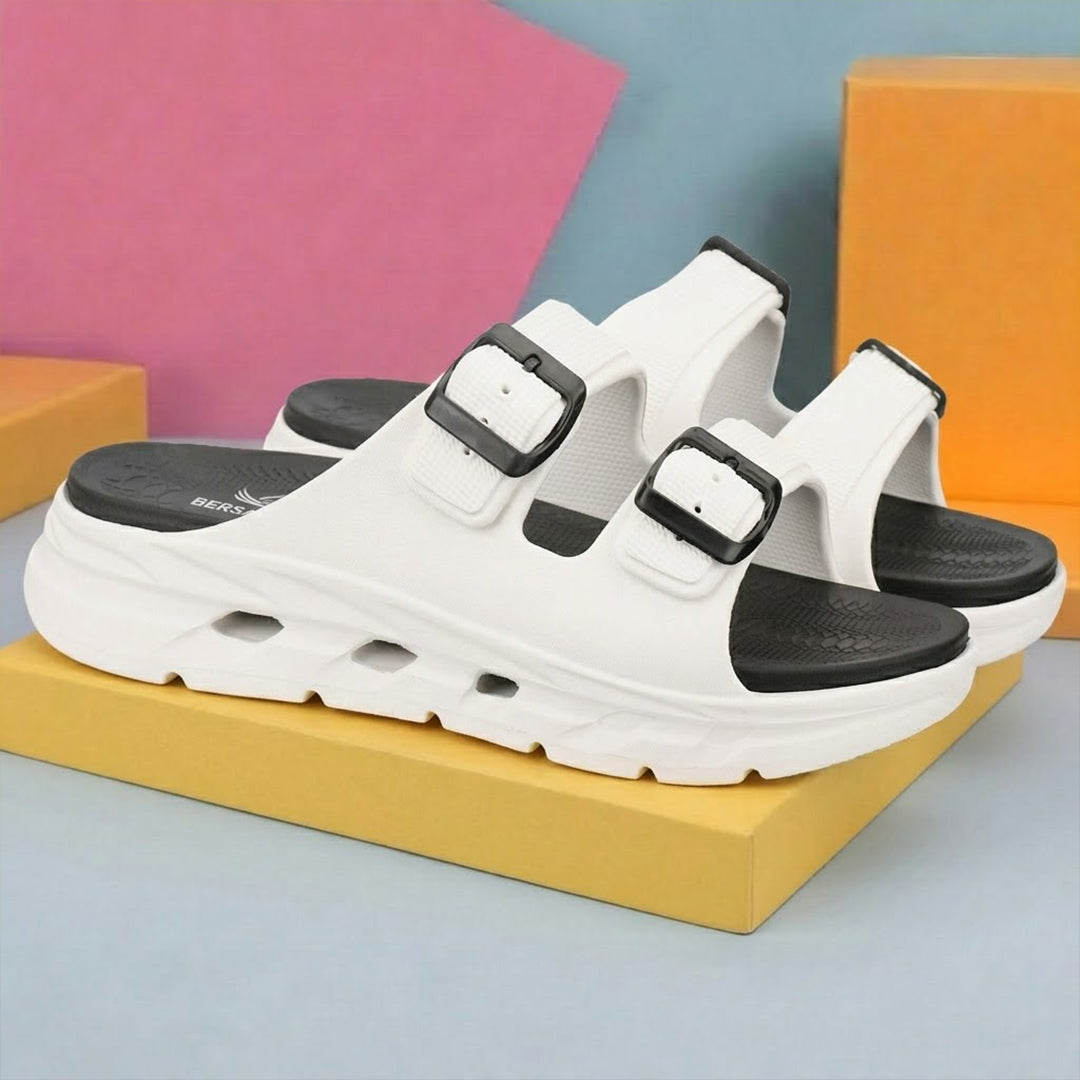 Bersache Extra Soft Classic Casual  with Regular wear with Ultra Soft & Flexibility Technology Sandals for Men's-(6339-White).