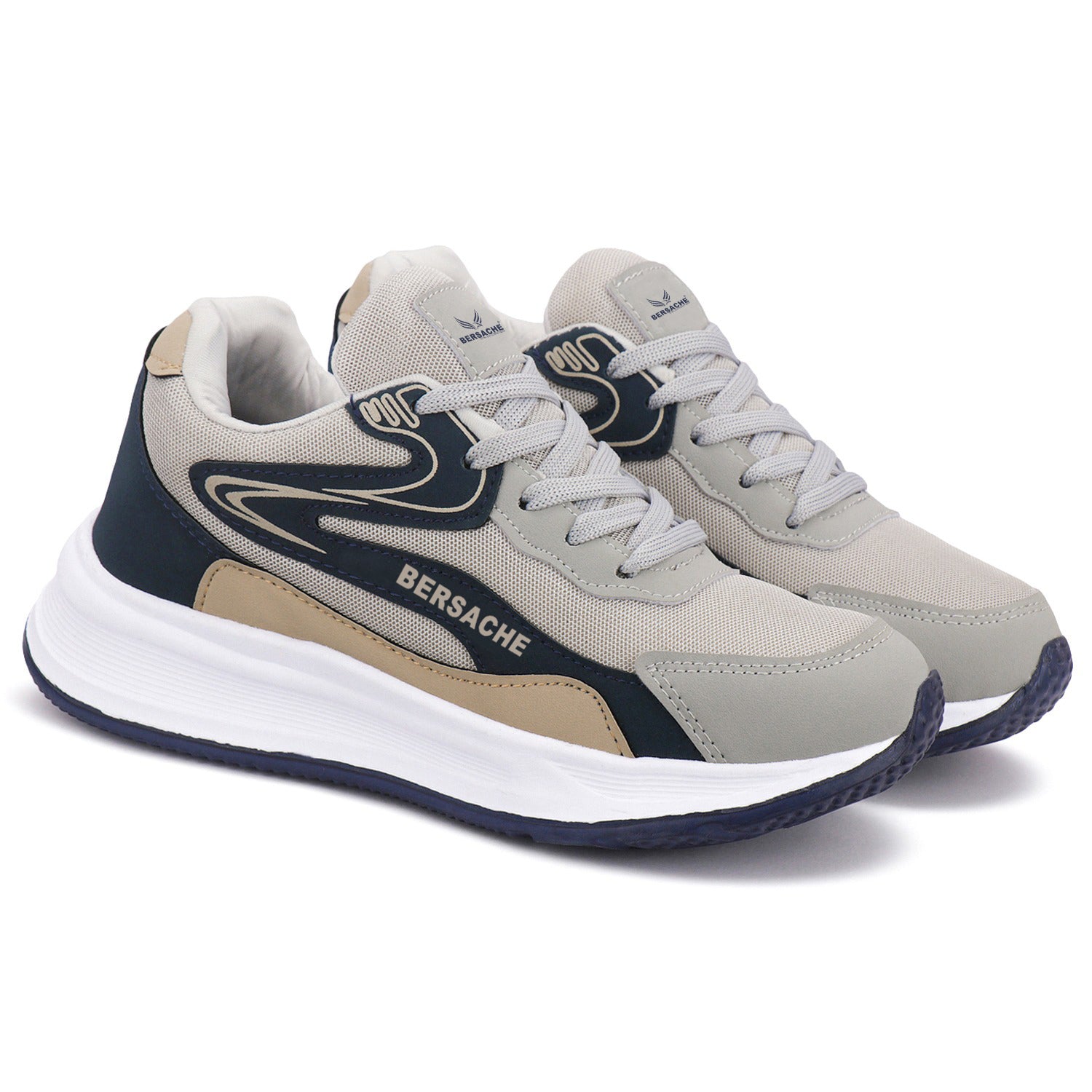 Bersache Premium Sports , walking, Gym, Cricket, Trending  Running Shoes For Men's (Blue-beige-8136)