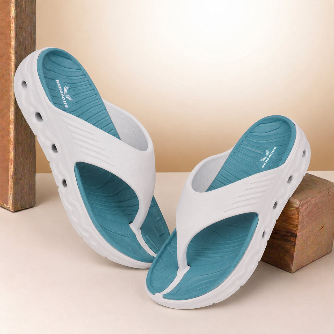 Bersache Extra Soft Classic Casual CHAPPAL with  Regular wear with Ultra Soft & Flexibility Technology  Slippers for Men's-(6343-White & Sea-Green).