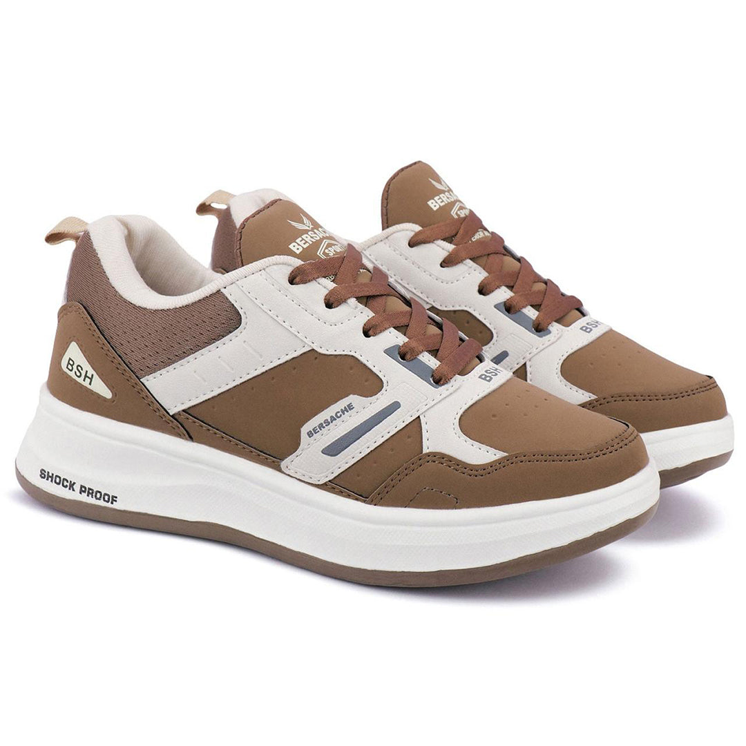 Bersache Casual Sneaker shoe for Men| Soft Cushioned Insole , Slip-Resistance Casuals For Men (Brown-Beige-8144)