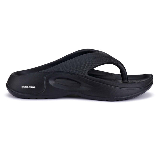 Bersache Extra Soft Classic Casual with Back Strap Regular wear with Ultra Soft & Flexibility Technology Flip-Flop for Men's/ Boy's-Black-6061