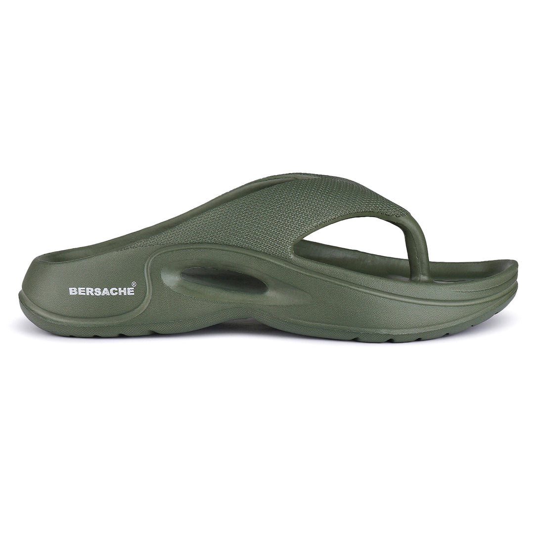 Bersache Extra Soft Classic Casual with Back Strap Regular wear with Ultra Soft & Flexibility Technology Flip-Flop for Men's/ Boy's 6065-Green