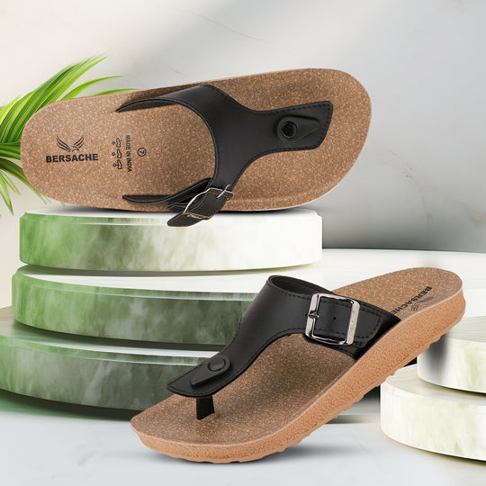 Bersache Extra Soft Classic Casual with  Regular wear with Ultra Soft & Flexibility Technology Flip-Flop for Men's & Boy's (6209-Black)
