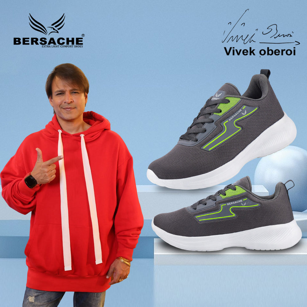 Bersache Premium Sports,Gym, Trending Stylish Running Shoes For Men (8086-Dark Grey)