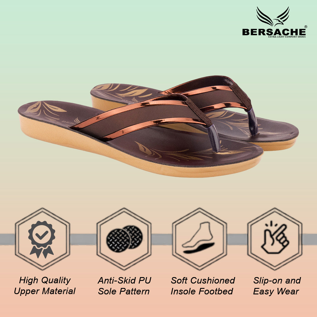 Bersache Extra Soft Classic Casual with  Regular wear with Ultra Soft & Flexibility Technology Sandal's For Women's & Girl's-(Dark-Brown)-6235
