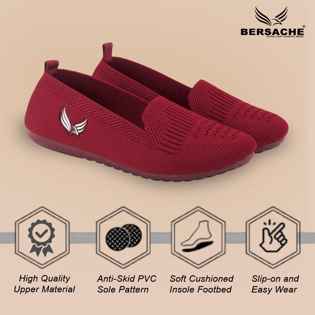 BERSACHE Women's Belly – Lightweight, Breathable & Comfortable Daily Wear Shoes(Pink-6276).