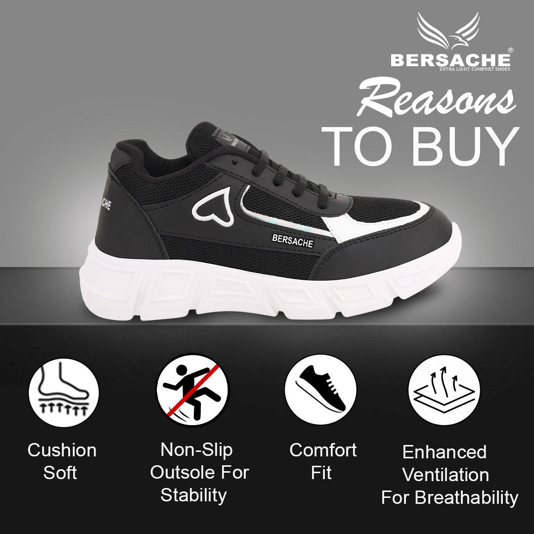 Bersache Premium Sports ,walking,Gym,cricket, Trending  Running Shoes For Women's-(8114-Black)
