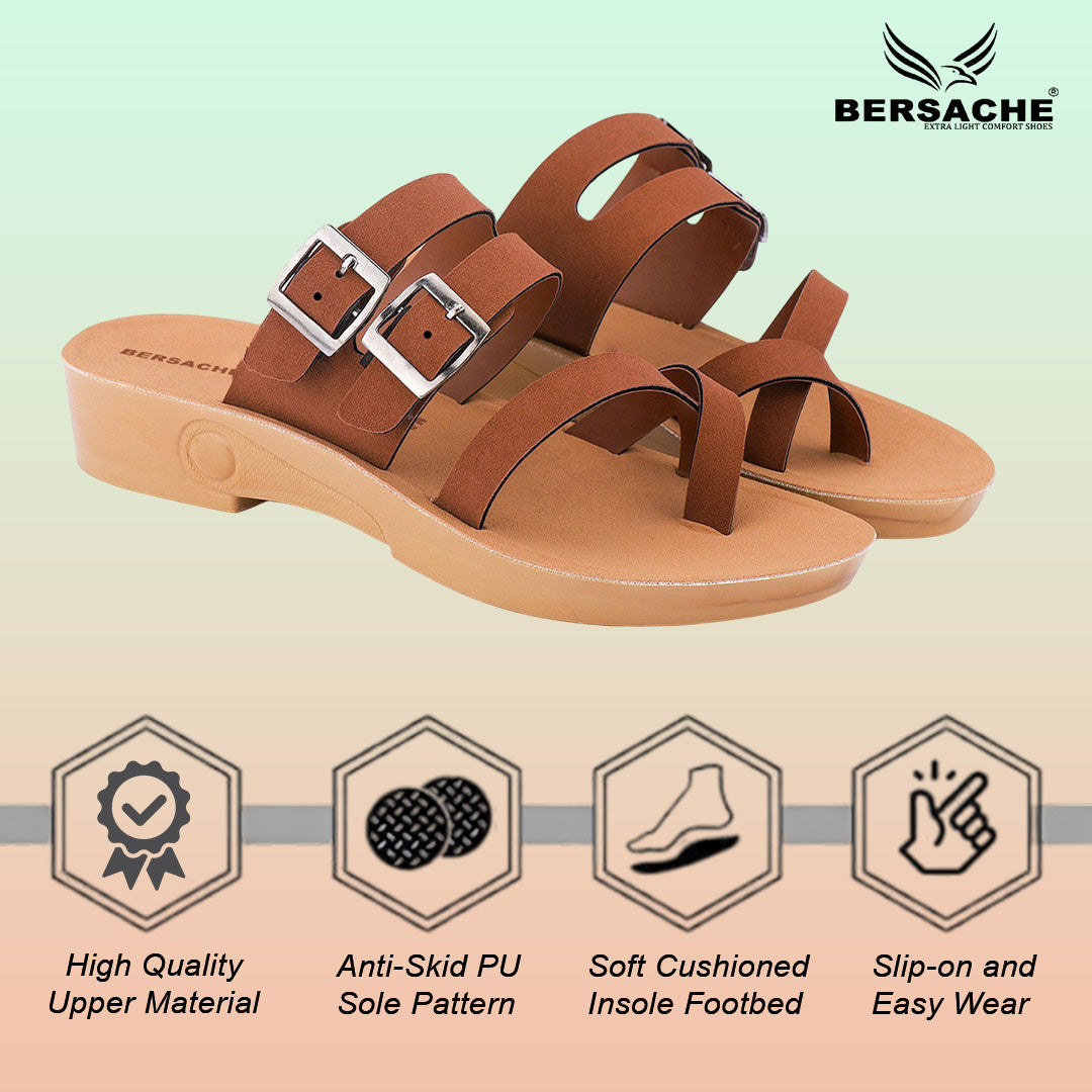 Bersache Extra Soft Classic Casual with  Regular wear with Ultra Soft & Flexibility Technology Sandal's For Women's & Girl's-(6238-Brown)
