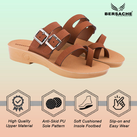 Bersache Extra Soft Classic Casual with  Regular wear with Ultra Soft & Flexibility Technology Sandal's For Women's & Girl's-(6238-Brown)