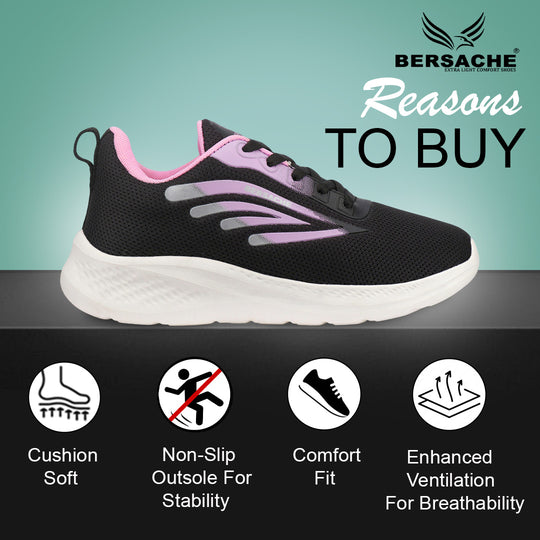 Bersache Premium Sports ,Gym, Trending Stylish Running Colour Changing shoes for Women (8094-Pink)
