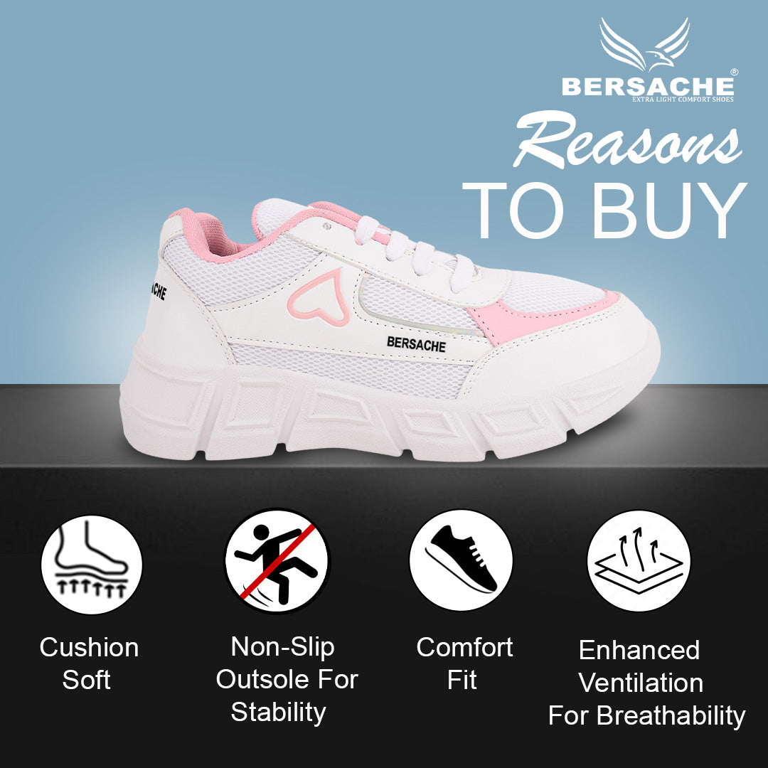 Bersache Premium Sports ,walking,Gym,cricket, Trending  Running Shoes For Women's-(8115-White)