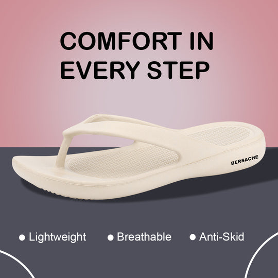 Bersache Extra Soft Classic Casual with  Regular wear with Ultra Soft & Flexibility Technology Slipper For Women's & Girl's-(6254-Beige)