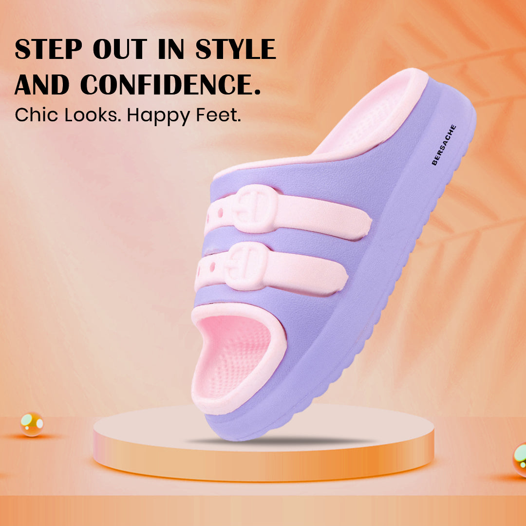 Bersache Extra Soft Classic Casual CHAPPAL with  Regular wear with Ultra Soft & Flexibility Technology Clog's for Kids's - Purple -6322.