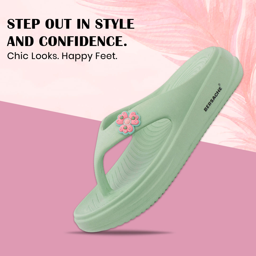 Bersache Extra Soft Classic Casual  with  Regular wear with Ultra Soft & Flexibility Technology Flip-Flop for Women's-(6297-Green).