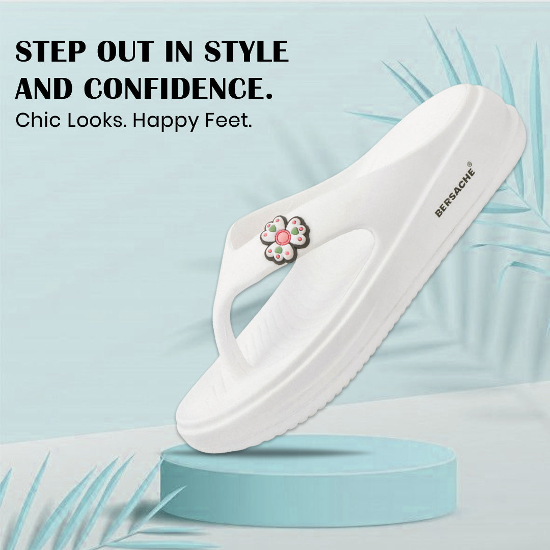 Bersache Extra Soft Classic Casual  with Regular wear with Ultra Soft & Flexibility Technology Sandals for Women's-(6298-White).