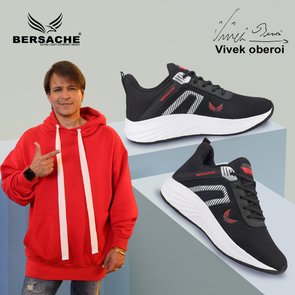 Bersache Premium Sports,Gym, Trending Stylish Running Shoes For Men (8079-Black)