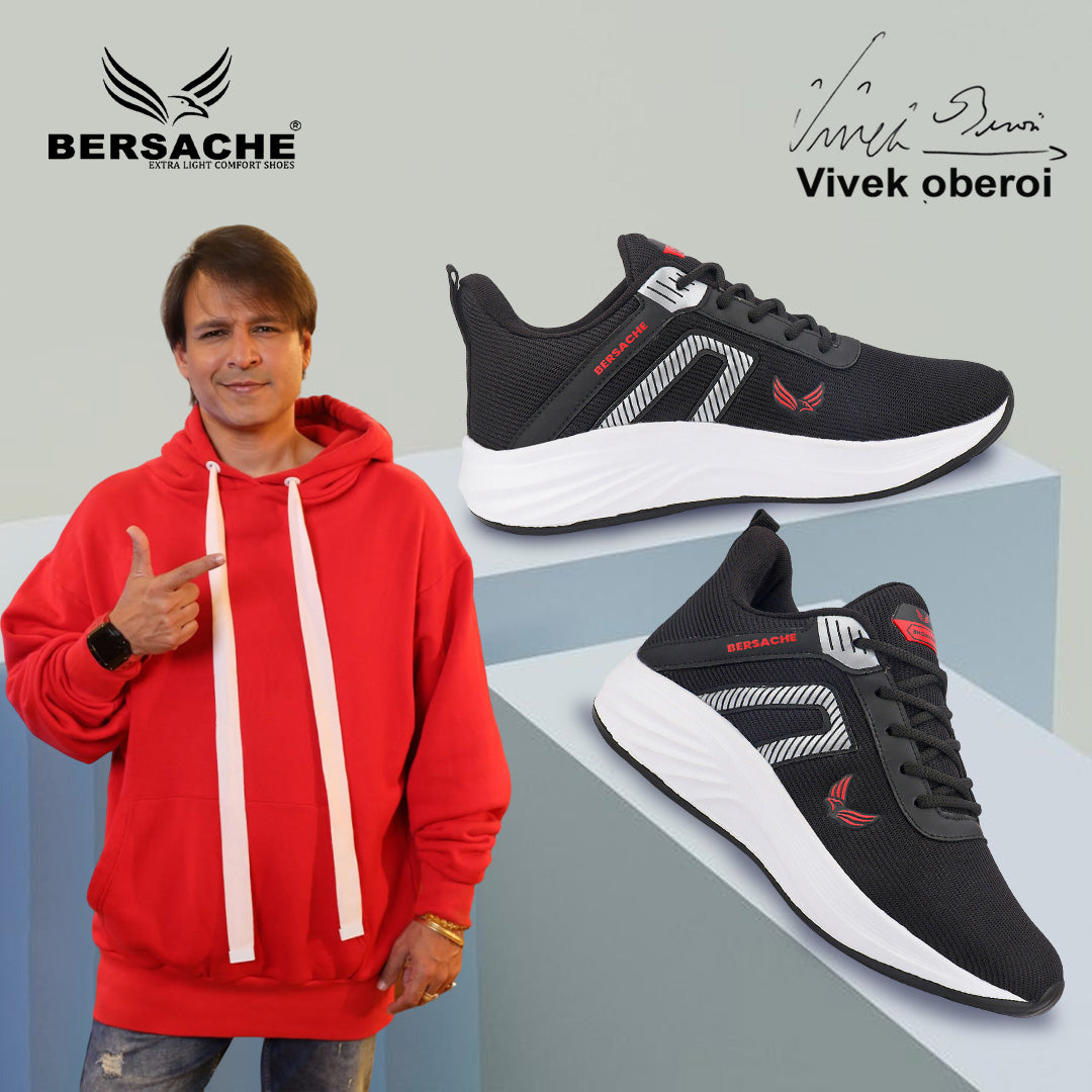Bersache Premium Sports,Gym, Trending Stylish Running Shoes For Men (8079-Black)