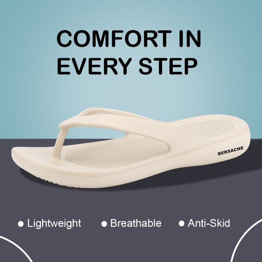 Bersache Extra Soft Classic Casual with  Regular wear with Ultra Soft & Flexibility Technology Flip-Flop for Women's & Girl's (6254-Beige)