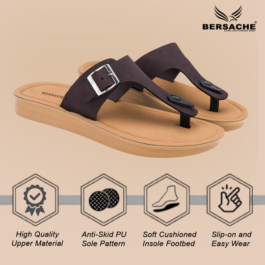 Bersache Extra Soft Classic Casual with  Regular wear with Ultra Soft & Flexibility Technology Sandal For Women's/Girl's-Brown-6259