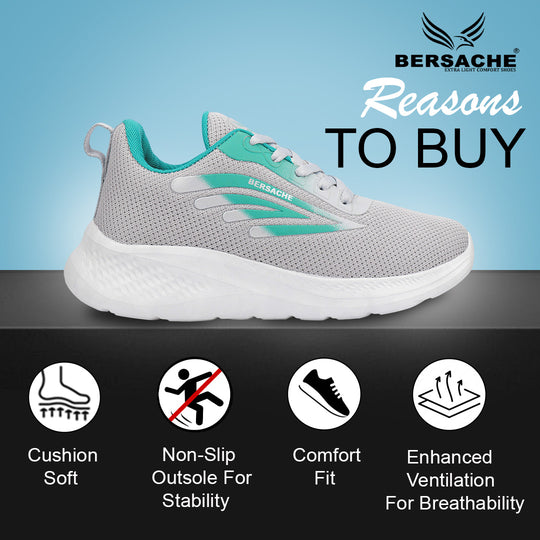 Bersache Premium Sports ,Gym, Trending Stylish Running Colour Changing shoes for Women (8093-Grey)