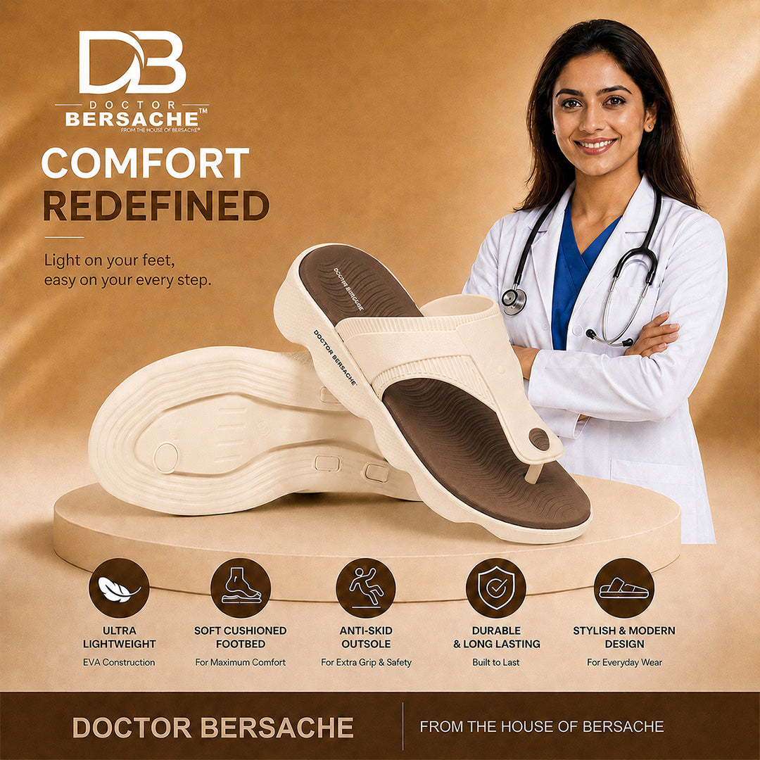 Doctor Bersache Newly Launched Orthopedic Comfort Slipper & Flip-Flop for Women | Diabetic Friendly | Extra Cushioning | Arch Support | Pain Brown -DS121 .