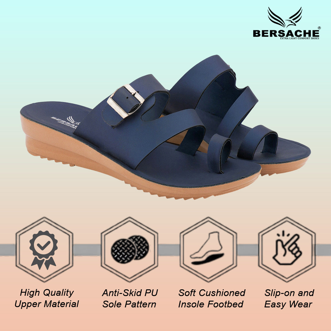 Bersache Extra Soft Classic Casual with  Regular wear with Ultra Soft & Flexibility Technology Flip-Flop for Women's & Girl's (6244-Navy-Blue)