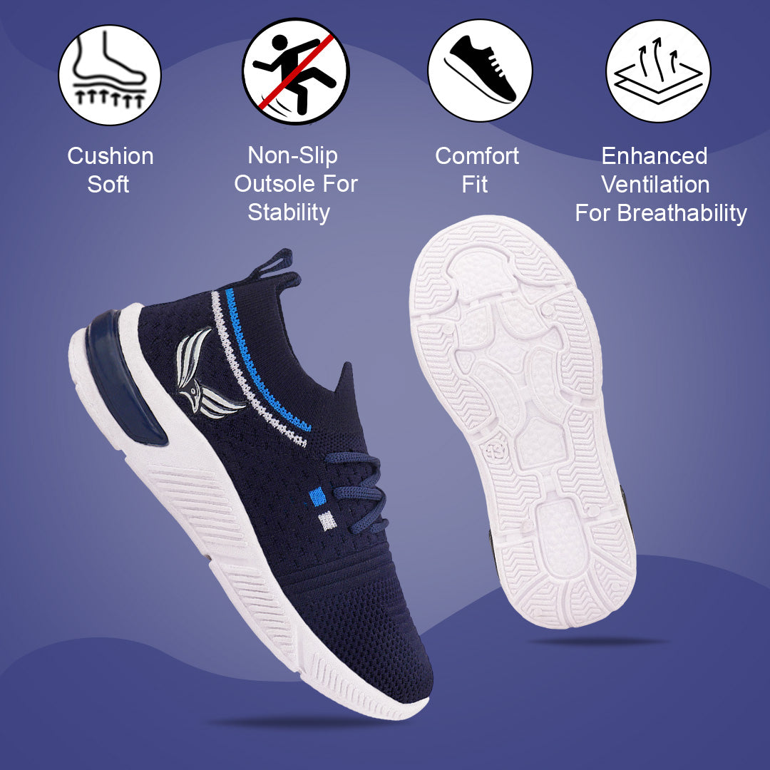 Bersache Casual Sneaker shoe for Kids|Soft Cushioned Insole,Slip-Resistance Casuals For Kids - Blue -8084.