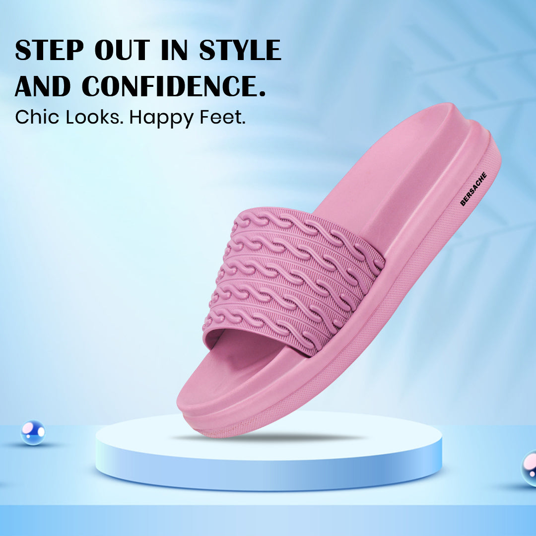 Bersache Extra Soft Classic Casual  with Regular wear with Ultra Soft & Flexibility Technology Sandals for Women's-(6337-Pink).