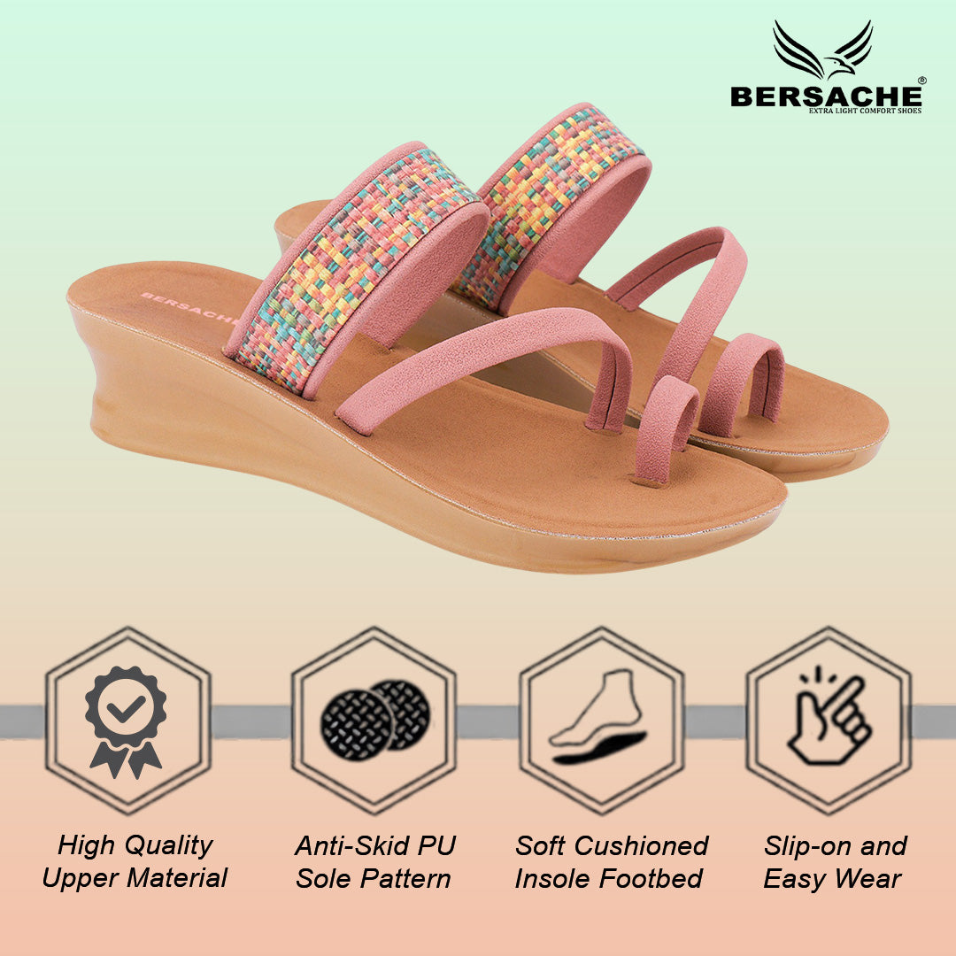 Bersache Extra Soft Classic Casual with  Regular wear with Ultra Soft & Flexibility Technology Sandal's For Women's & Girl's-(6241-Pink).