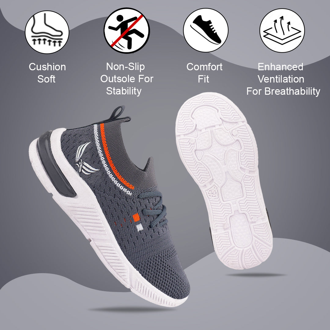Bersache Casual Sneaker shoe for Kids|Soft Cushioned Insole,Slip-Resistance Casuals For Kids - Grey -8083.