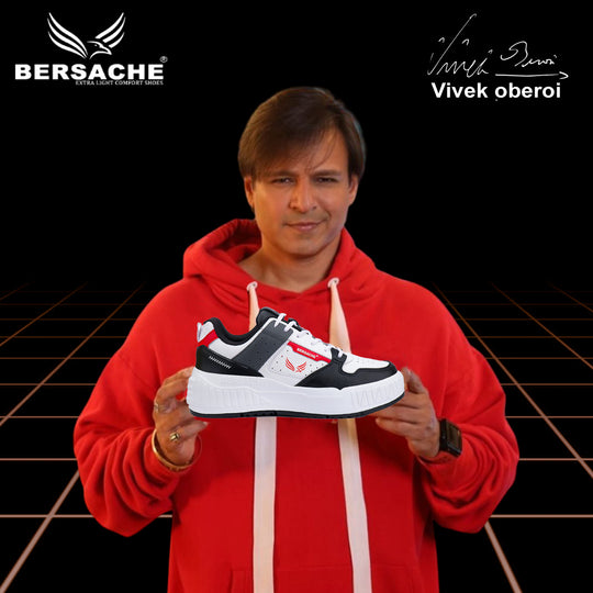 Bersache Lightweight Sports Running Shoes For Men Light ( Black& Red -8050)