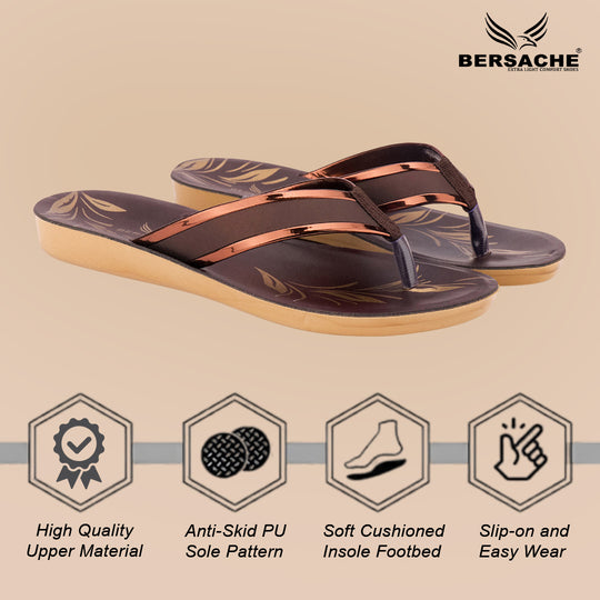 Bersache Extra Soft Classic Casual with  Regular wear with Ultra Soft & Flexibility Technology Slipper For Women's & Girl's-(Dark-Brown)-6235