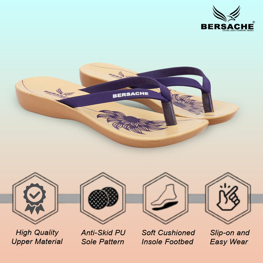 Bersache Extra Soft Classic Casual with  Regular wear with Ultra Soft & Flexibility Technology Flip-Flop for Women's & Girl's (6247-Purple)