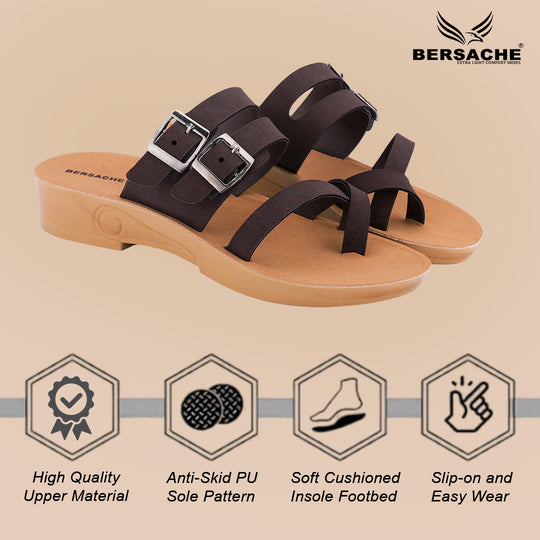 Bersache Extra Soft Classic Casual with  Regular wear with Ultra Soft & Flexibility Technology Slipper For Women's & Girl's-(6239-Black)