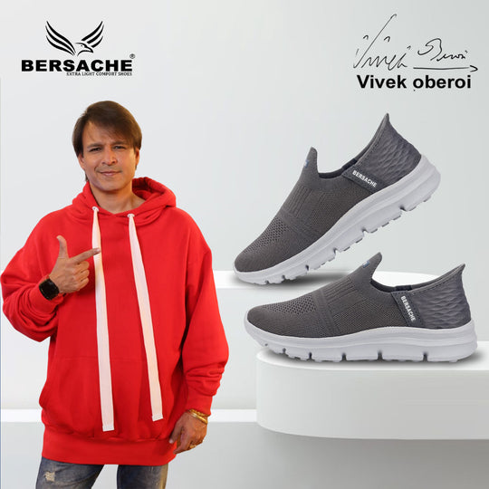 Bersache Premium Sports,Gym, Trending Stylish Running Shoes For Men (8076-Grey)