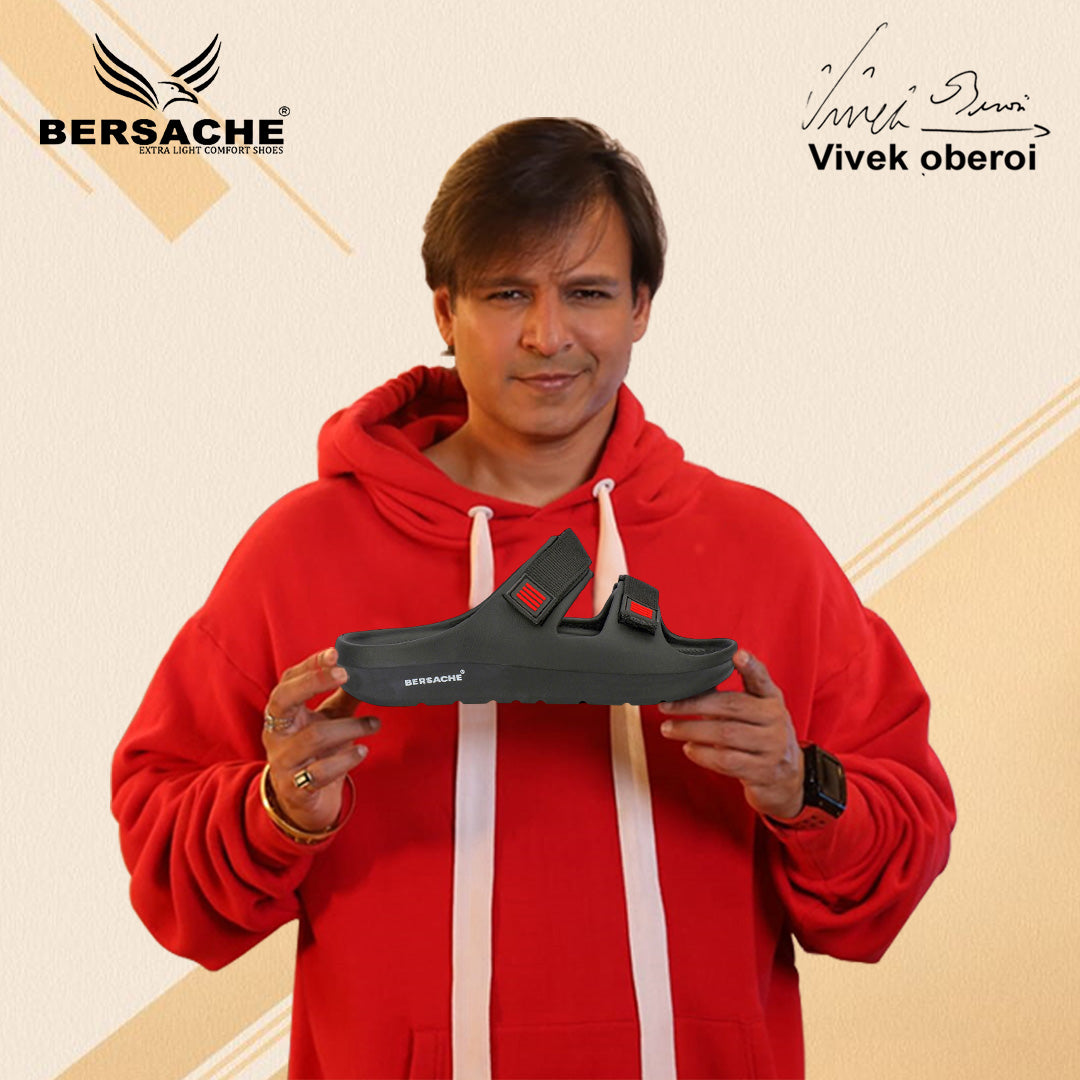 Bersache Extra Soft Classic Casual with  Regular wear with Ultra Soft & Flexibility Technology Sandal For Men's & Boy's-(Black-6266).