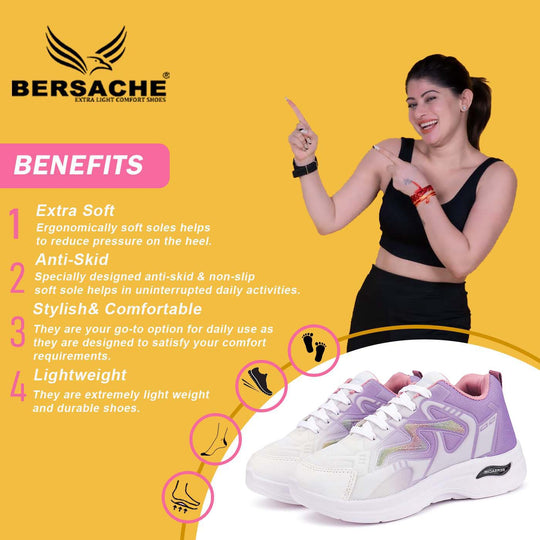 Bersache Premium Sports ,Gym, Trending Stylish Running Colour Changing shoes for Women (8063-Purple)