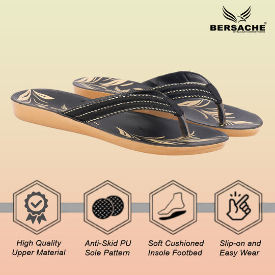 Bersache Extra Soft Classic Casual with  Regular wear with Ultra Soft & Flexibility Technology Slipper For Women's & Girl's-Black-6232