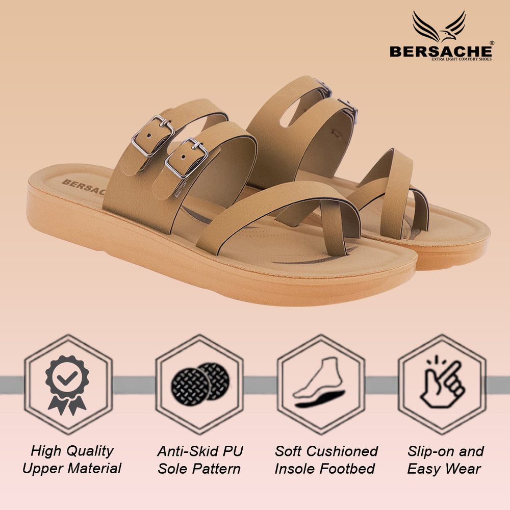 Bersache Extra Soft Classic Casual with  Regular wear with Ultra Soft & Flexibility Technology Slipper For Women's & Girl's-Tan(beige)-6226