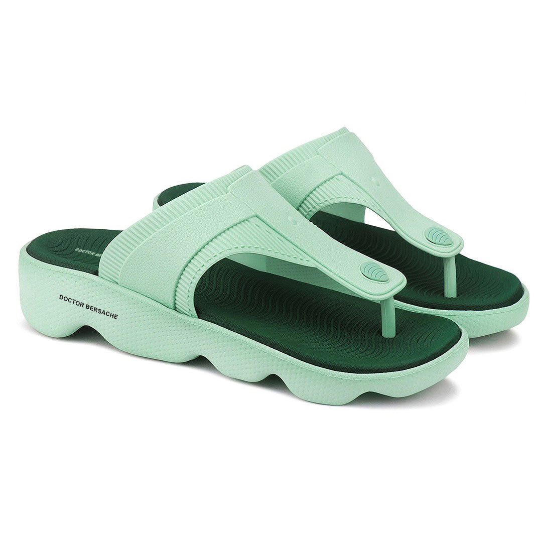 Doctor Bersache Newly Launched Orthopedic Comfort Slippers for Women | Diabetic Friendly | Extra Cushioning | Arch Support | Pain Relief Green -DB-120