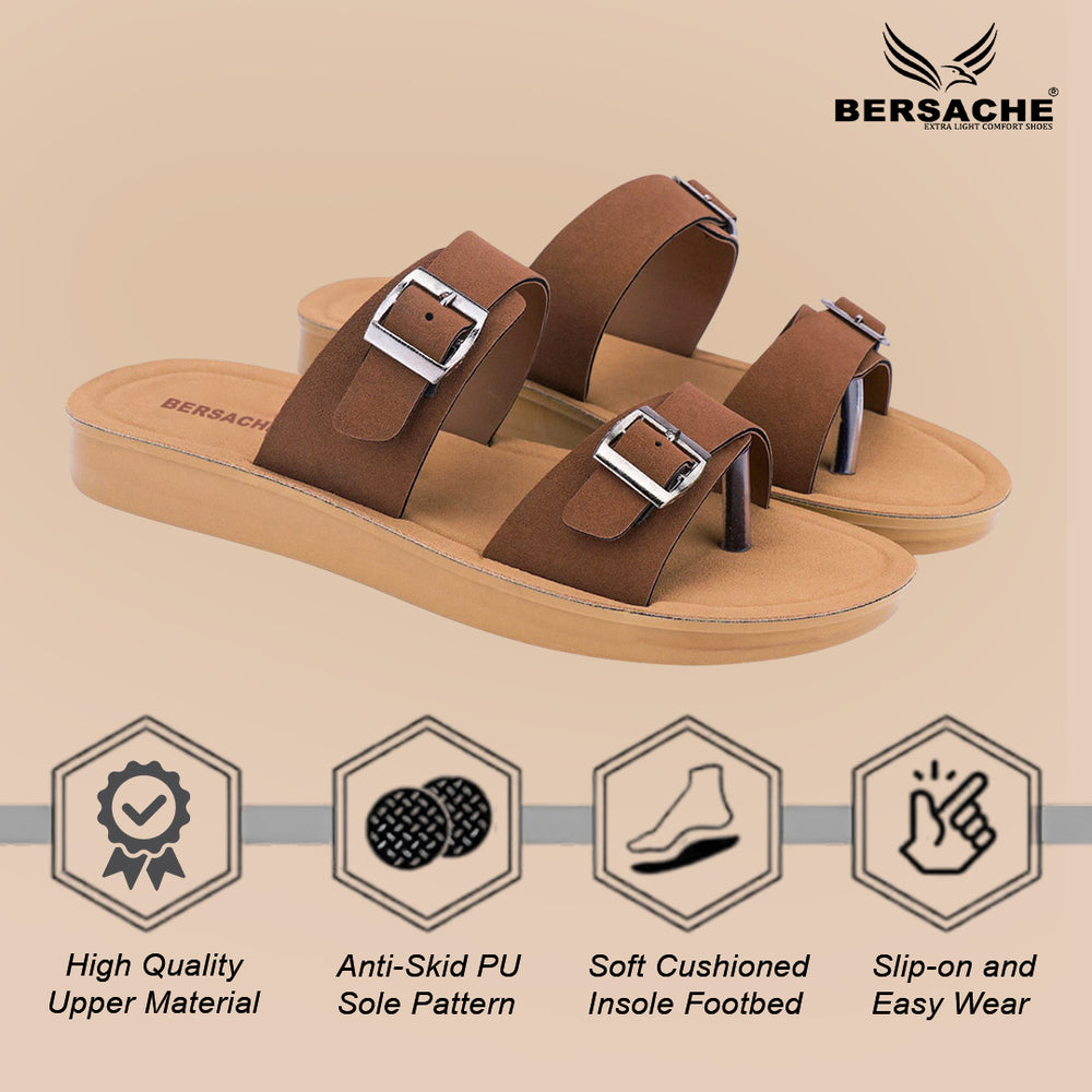 Bersache Extra Soft Classic Casual with  Regular wear with Ultra Soft & Flexibility Technology Slipper For Women's & Girl's-(Dark-Brown-6261)