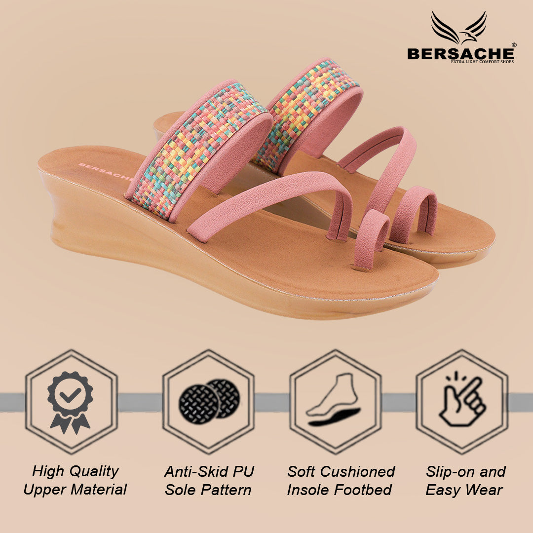 Bersache Extra Soft Classic Casual with  Regular wear with Ultra Soft & Flexibility Technology Sandal's For Women's & Girl's-(6241-Pink)
