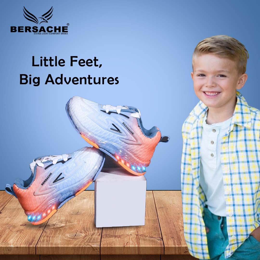 Bersache Casual Sneaker shoe for Kids|Soft Cushioned Insole,Slip-Resistance Casuals For Kids - Orange - 8032.