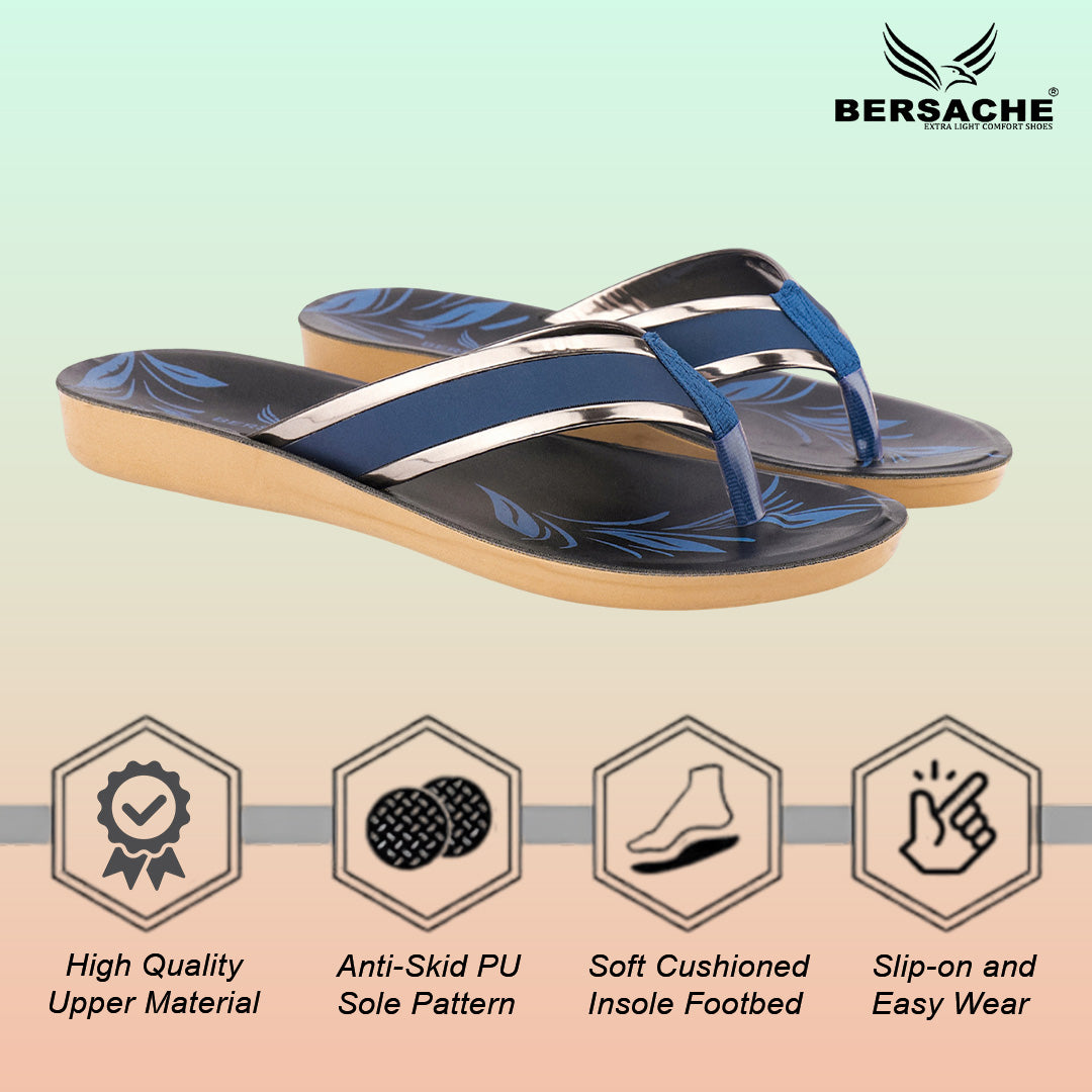 Bersache Extra Soft Classic Casual with  Regular wear with Ultra Soft & Flexibility Technology Sandal's For Women's & Girl's-(6237-Blue)