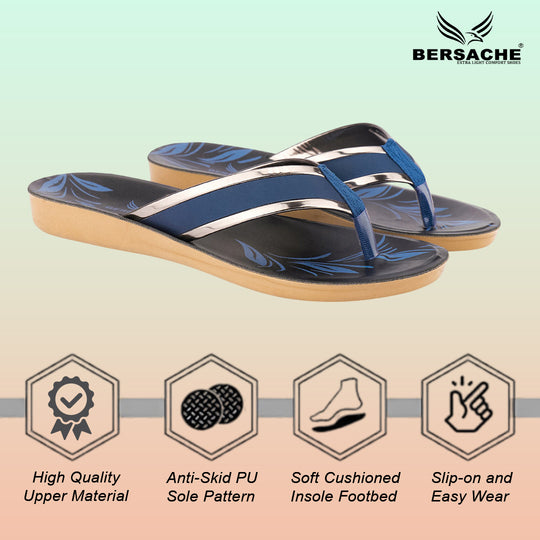 Bersache Extra Soft Classic Casual with  Regular wear with Ultra Soft & Flexibility Technology Sandal's For Women's & Girl's-(6237-Blue)