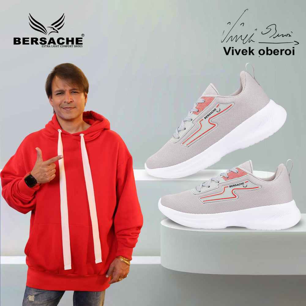 Bersache Premium Sports,Gym, Trending Stylish Running Shoes For Men (8085-Light Grey)