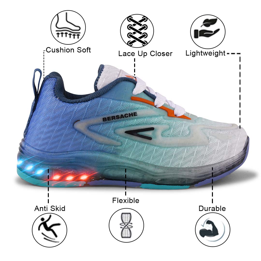 Bersache Premium Sports,walking,Gym,cricket,Trending Running Shoes For Kid's - Blue -8033.