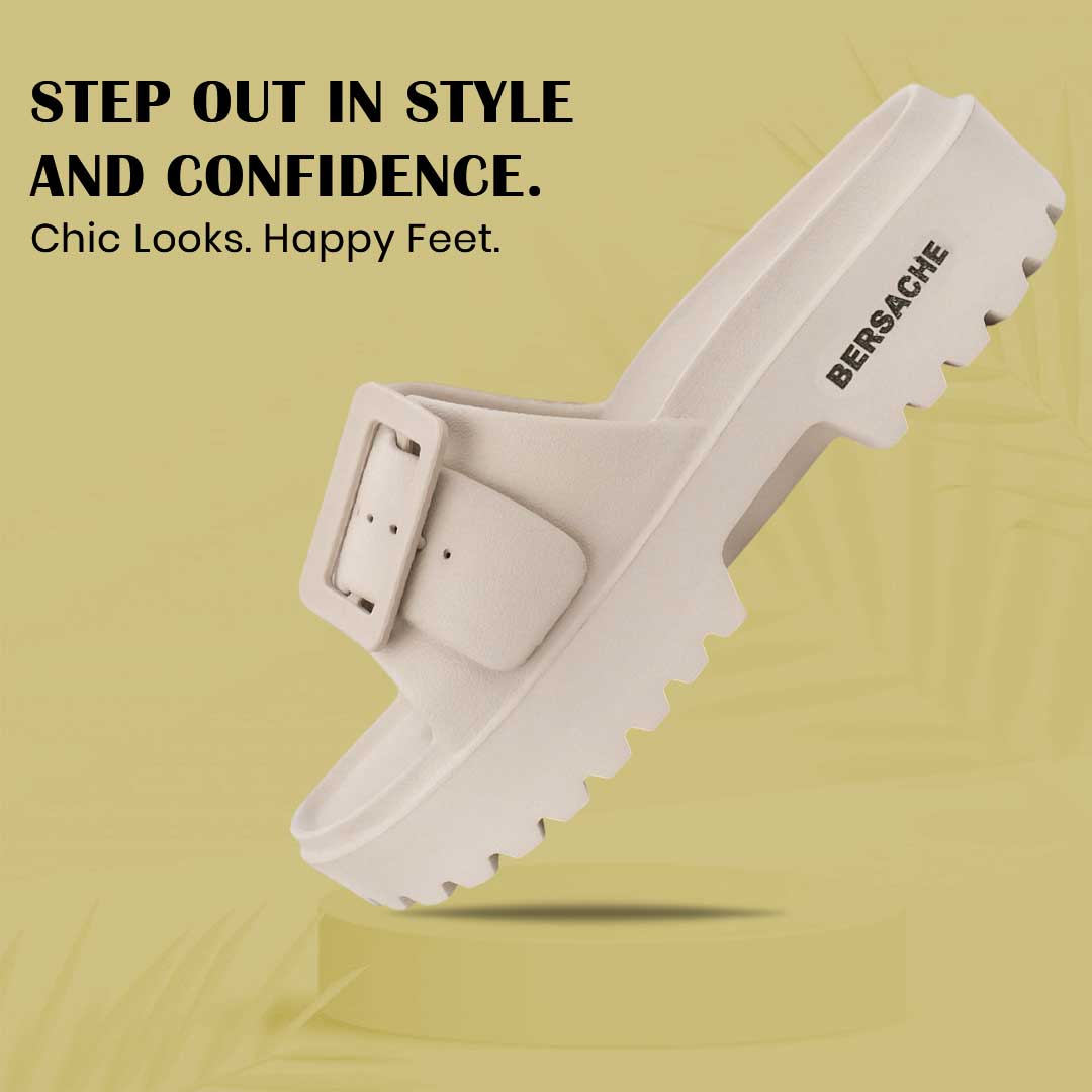 Bersache Extra Soft Classic Casual  with  Regular wear with Ultra Soft & Flexibility Technology Sandal for Women's-(6308-Beige)
